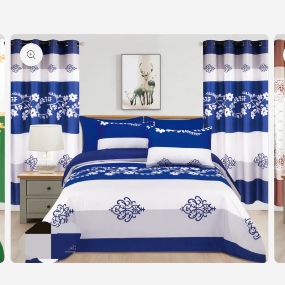 Elegant Blue and White Bedding Set